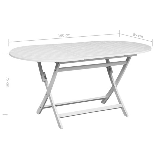 Outdoor Dining Table White 160X85X75 Cm Acacia Wood Oval
