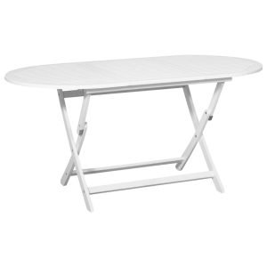 Outdoor Dining Table White 160x85x75 cm Acacia Wood Oval