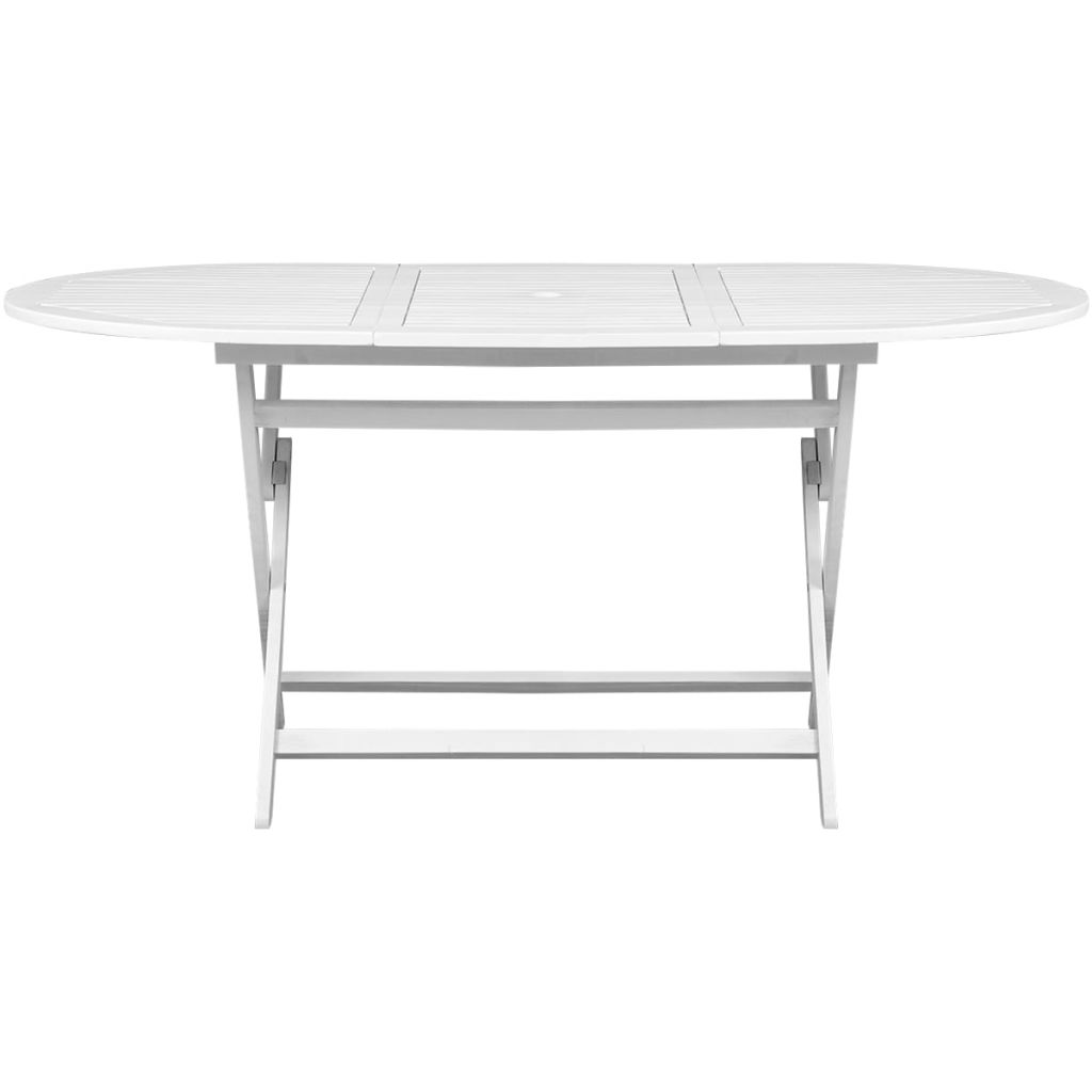 Outdoor Dining Table White Acacia Wood Oval
