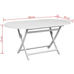 Outdoor Dining Table White Acacia Wood Oval