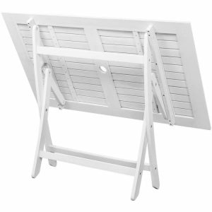 Outdoor Dining Table White Acacia Wood Rectangular
