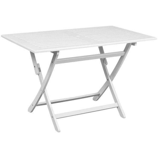 Outdoor Dining Table White Acacia Wood Rectangular