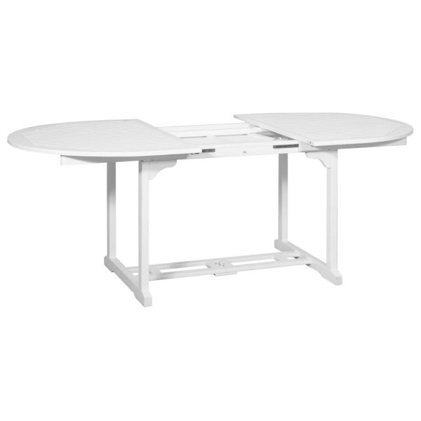 Outdoor Extendable Dining Table White Acacia Wood Oval
