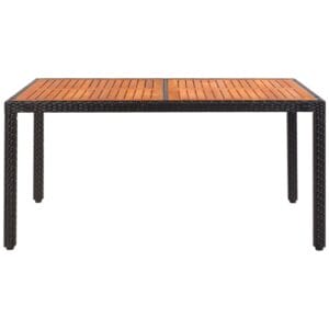 Outdoor Table Poly Rattan Acacia Wood Tabletop 150x90x75 cm