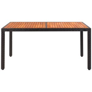 Outdoor Table Poly Rattan Acacia Wood Tabletop 150X90X75 Cm