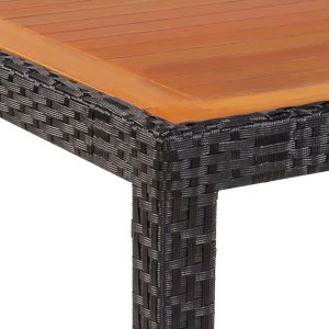 Outdoor Table Poly Rattan Acacia Wood Tabletop 150X90X75 Cm