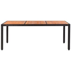 Outdoor Table Poly Rattan Acacia Wood Tabletop 190x90x75 cm
