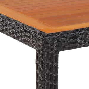Outdoor Table Poly Rattan Acacia Wood Tabletop 190X90X75 Cm