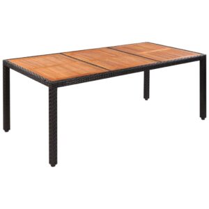 Outdoor Table Poly Rattan Acacia Wood Tabletop 190x90x75 cm