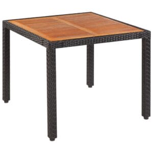 Outdoor Table Poly Rattan Acacia Wood Tabletop 90x90x75 cm