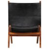 Relaxing Chair Real Leather 59x72x79 cm Black