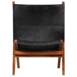 Relaxing Chair Real Leather 59x72x79 cm Black 2
