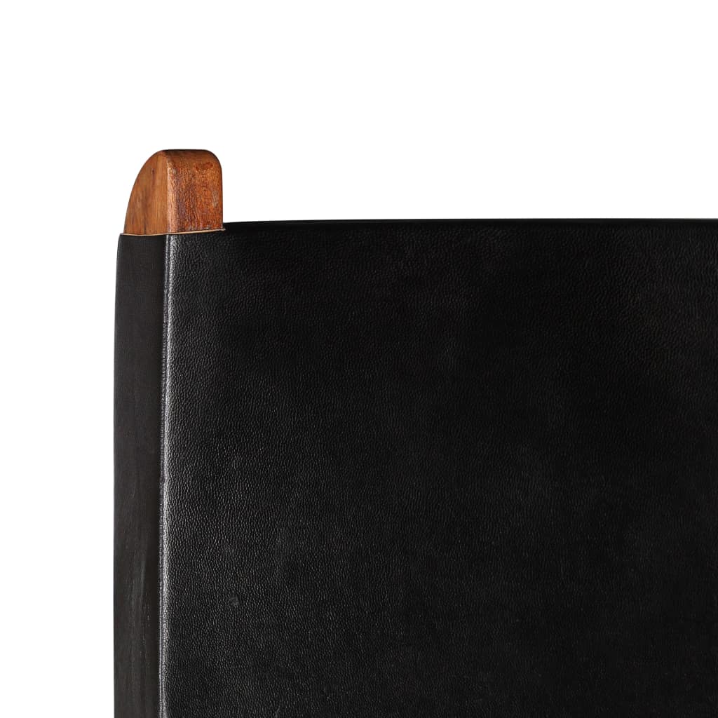Relaxing Chair Real Leather 59x72x79 cm Black