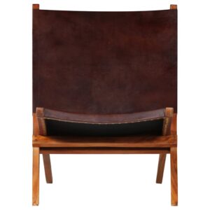 Relaxing Chair Real Leather 59x72x79 cm Brown