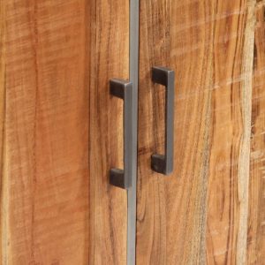 Industrial Acacia Wood Sideboard Grey Metal Frame 65cm
