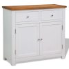 Colonial Painted White Small Sideboard with Oak Top 90x33.5x83cm