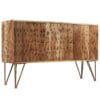 Fractal Print Acacia Sideboard Solid Wood Gold Feet 120cm