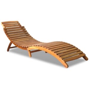 S Curved Slated Sun Lounger Acacia Wood