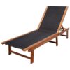 Sun Lounger with Table Solid Acacia Wood and Textilene