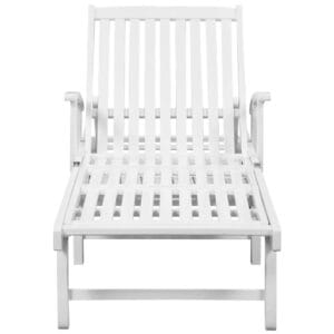 Sun Lounger with Wheels Solid Acacia Wood White