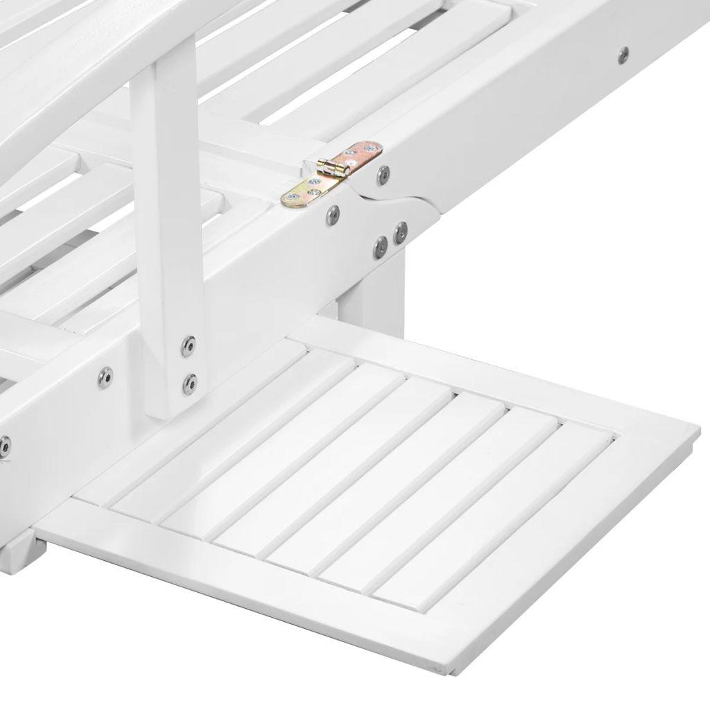 Sun Lounger with Wheels Solid Acacia Wood White