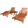 Sun Loungers Set of 2 with Table Solid Acacia Wood