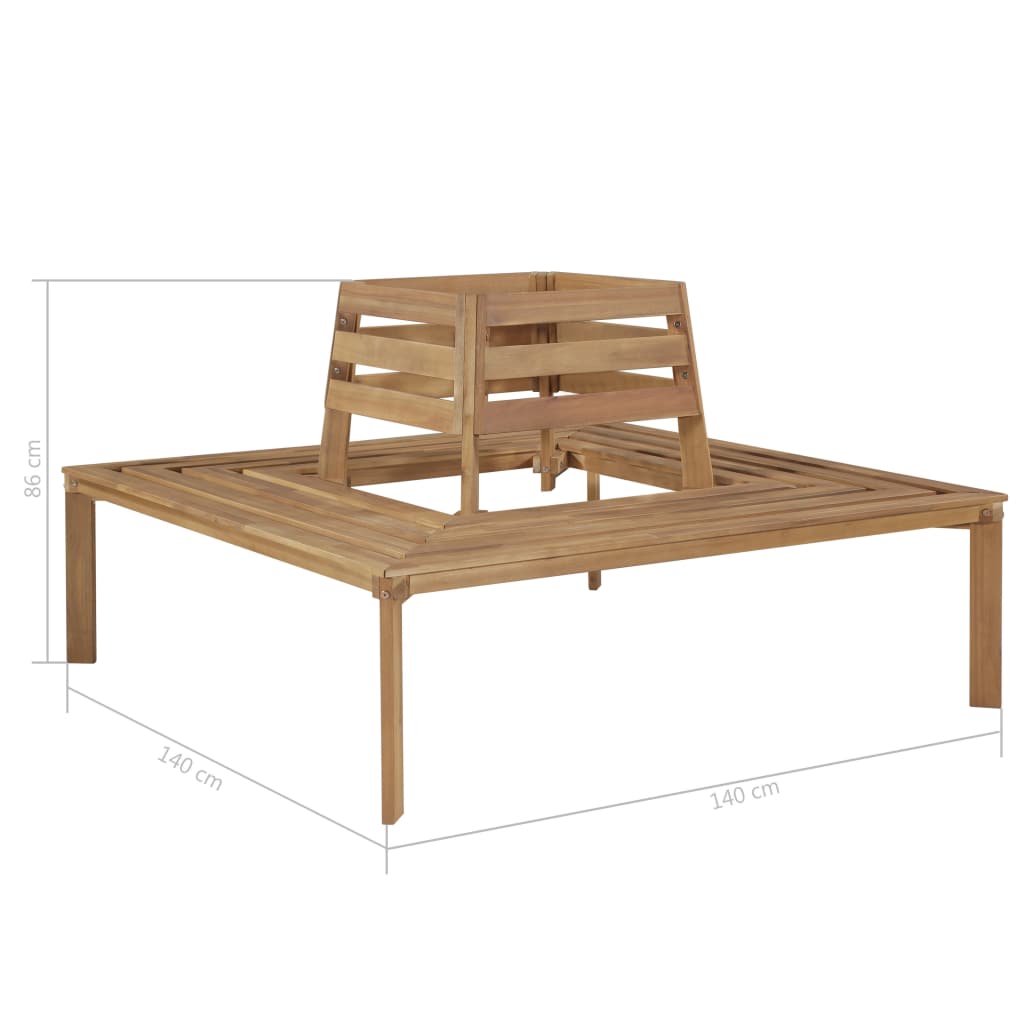 Tree Bench 140x140x86 cm Solid Acacia Wood