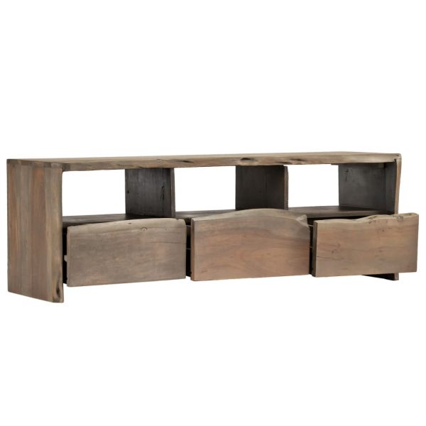120cm Grey Wooden TV Stand with Live Edges Solid Acacia