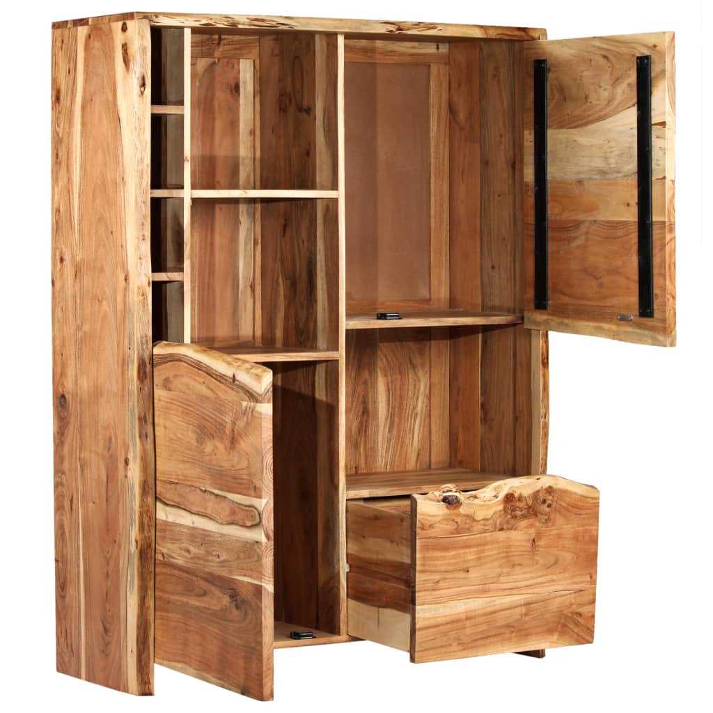 Wine Cabinet Solid Acacia Wood Live Edges 100x40x137 cm