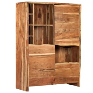 Wine Cabinet Solid Acacia Wood Live Edges 100x40x137 cm