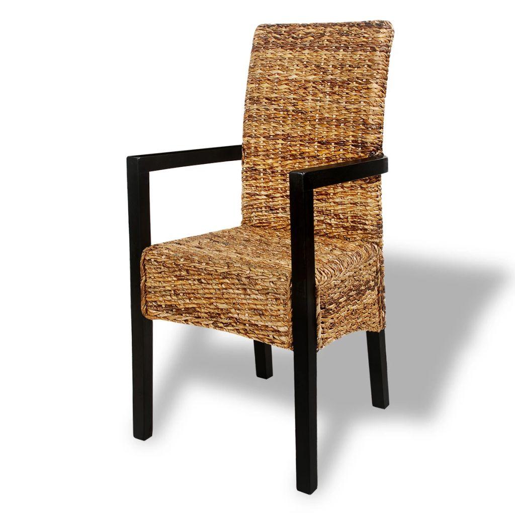 4 pcs Handwoven Abaca Dining Chair Set with Armrest