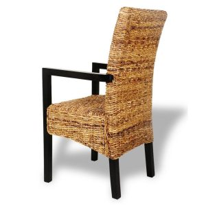 4 Pcs Handwoven Abaca Dining Chair Set With Armrest