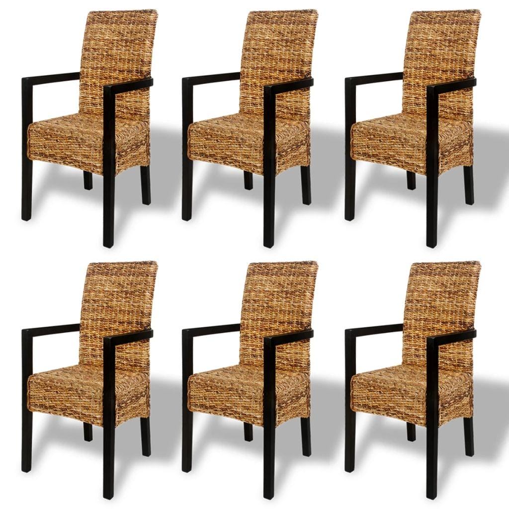 6 pcs Handwoven Abaca Dining Chair Set with Armrest