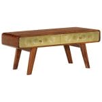 Banner Coffee Table Solid Sheesham Wood with Golden Print 90x50x40 cm 1