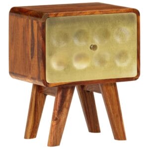 Banner Nightstand Solid Sheesham Wood with Golden Print 49x40x30 cm