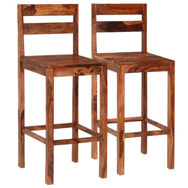 Bar Chairs 2 pcs Brown Solid Sheesham Wood
