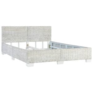 Bed Frame Grey Natural Rattan 140x200 cm