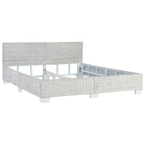 Bed Frame Grey Natural Rattan 160x200 cm