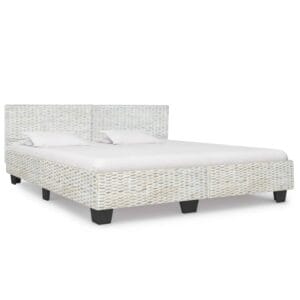 Bed Frame Grey Natural Rattan 180x200 cm