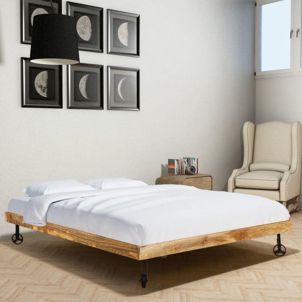 Bed Frame Rough Mango Wood 140x200 cm