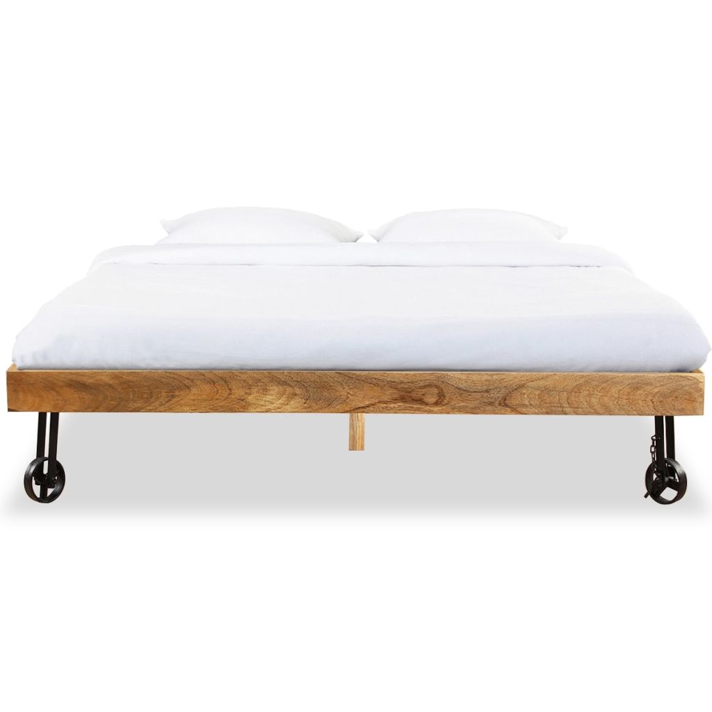 Bed Frame Rough Mango Wood 140x200 cm