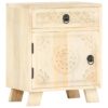 Bleach White Carved Front Bedside Table 40x30x50cm