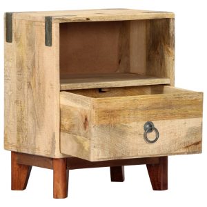 Bedside Cabinet 40X30X52 Cm Solid Rough Mango Wood