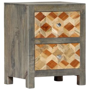 Bedside Cabinet Grey 40x30x50 cm Mango Wood