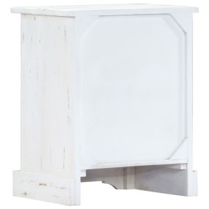 Bedside Cabinet White 40X30X50 Cm Solid Mango Wood