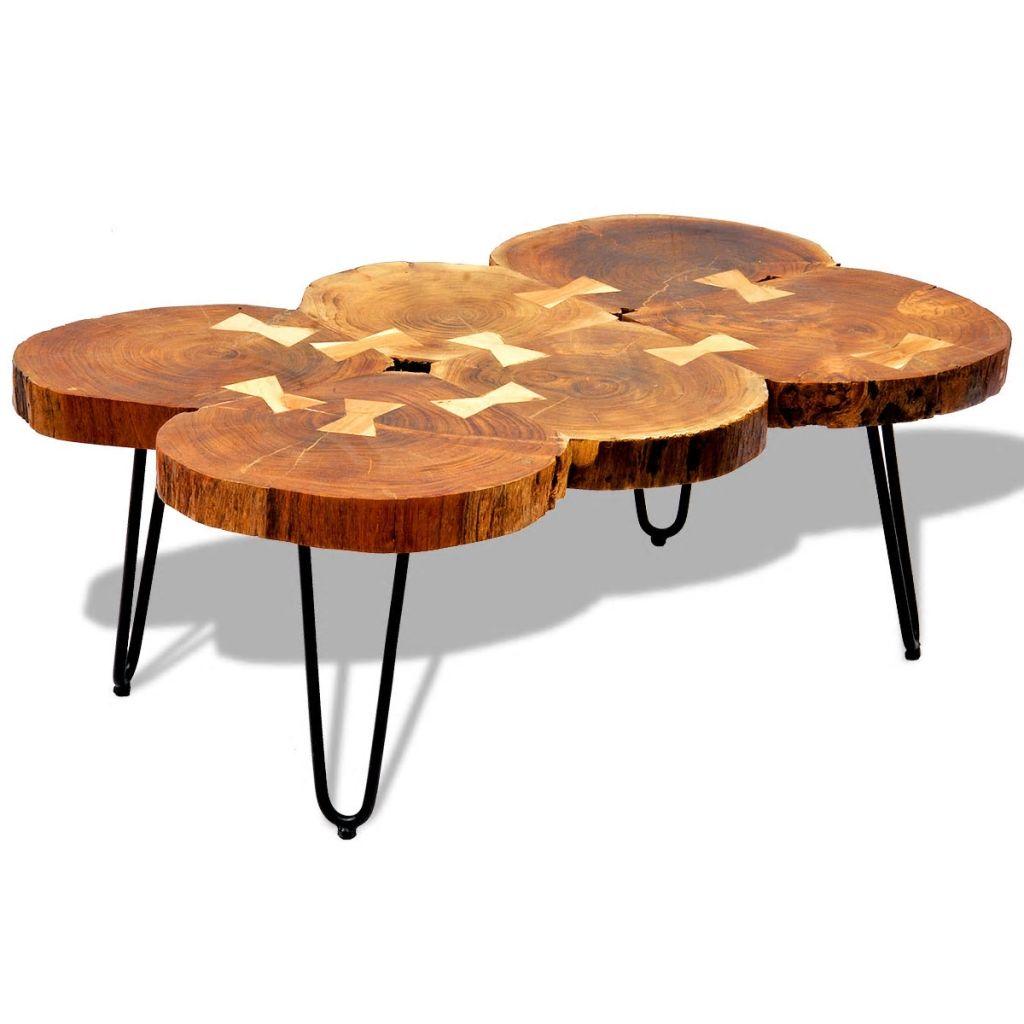 Coffee Table 35 cm 6 Trunks Solid Sheesham Wood