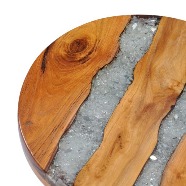 Teak Wood Handcrafted Resin Coffee Table 40x45cm