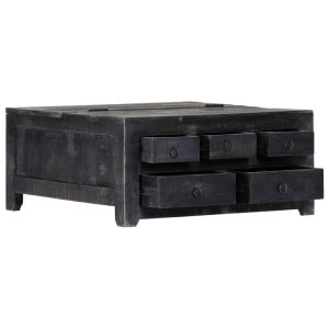 Coffee Table Black 65X65X30 Cm Solid Mango Wood