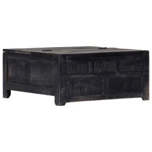 Coffee Table Black 65x65x30 cm Mango Wood