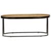 Coffee Table Oval Solid Rough Mango Wood and Steel 100 cm